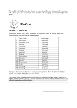 This  module  will  lead  you  to  the  domain  of  team  sports.  The  activities  you will    encounter
will    allow    yo