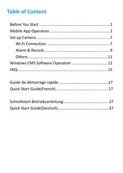 Table of Content 
Before You Start ................................................................. 1 
Mobile App Operatio
