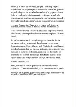  
seas»,
seas», y 
 y  l  l o triste de todo eso, es 
o triste de todo eso, es que Taehyung seguía
que Taehyung seguía
culpán
