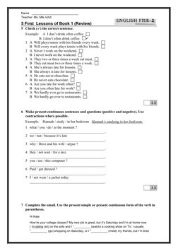 American English File 1 Review Exercises | PDF | Linguistics