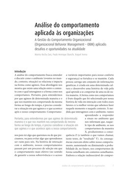 7
Análise do comportamento 
aplicada às organizações
A Gestão do Comportamento Organizacional 
(Organizacional Behavior Manag