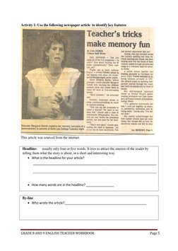 Grade 8 English Newspaper Article Guide | PDF | Poetry | Reading ...