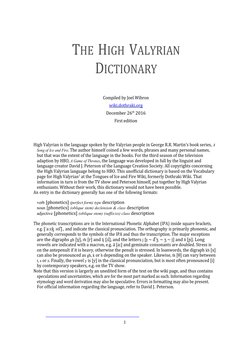 High Valyrian Dictionary | PDF | Human Communication | Linguistics