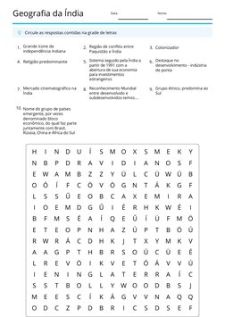 Geografia da Índia 
Data: 
Nome: 
Circule as respostas contidas na grade de letras 
Grande ícone da 
Região de conflit