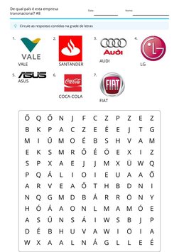 De qual país é esta empresa 
transnacional? #8 
Data: 
Nome: 
Circule as respostas contidas na grade de letras 
2. 
1