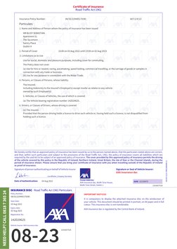 AXA Insurance Certificate and Disc Details | PDF | Insurance