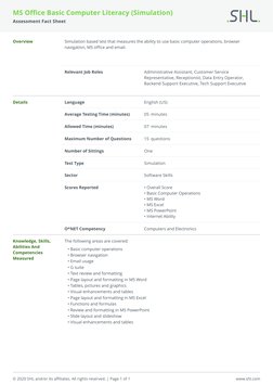 MS Office Basic Computer Literacy Test | PDF | Page Layout | Simulation