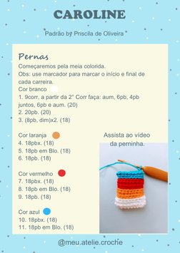 Começaremos pela meia colorida.
Obs: use marcador para marcar o início e final de
cada carreira.
Cor branco 
1. 9corr, a part