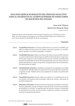 RCyT. CEF, núm. 388 (julio 2015) –  Págs. E1-E43
E1
SEGUNDO EJERCICIO RESUELTO DEL PROCESO SELECTIVO 
PARA EL INGRESO EN EL C