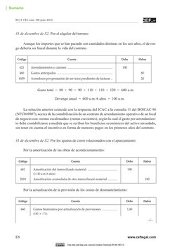 (http://www.cef.es)E8	
www.ceflegal.com
RCyT. CEF, núm. 388 (julio 2015)
31 de diciembre de X2. Por el alquiler del terreno: