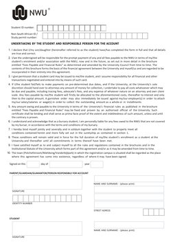 NWU Financial Undertaking Form 2026 | PDF | Salary | Fee