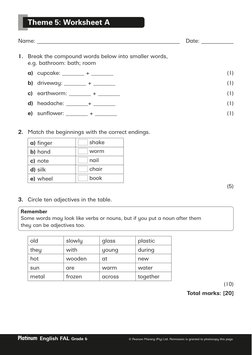 Grade 6 English FAL Worksheets | PDF | Noun | Verb