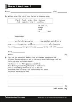 Grade 6 English FAL Worksheets | PDF | Noun | Verb