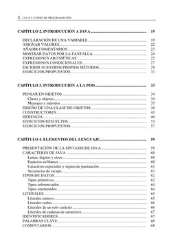 X  JAVA 2: CURSO DE PROGRAMACIÓN 
 
CAPÍTULO 2. INTRODUCCIÓN A JAVA ........................................................
