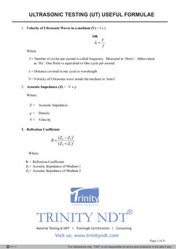 2011-12
Visit us: www.trinityndt.com
For refererence only. ‘TINT’ is not responsible for errors and omissions in the data if