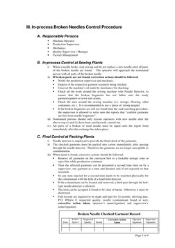 Needle Break Control Broken Needle Policy & Procedures Guide | PDF | Sewing | Sewing Machine