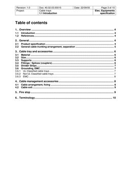 Revision: 1.0
Doc: 40.02.03.00015
Date: 22/09/05
Page 3 of 10
Project:
Cable trays
1.1 Introduction
Elec. Equipments
specific