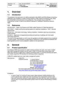 Revision: 1.0
Doc: 40.02.03.00015
Date: 22/09/05
Page 4 of 10
Project:
Cable trays
1.1 Introduction
Elec. Equipments
specific
