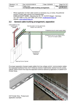 Revision: 1.0
Doc: 40.02.03.00015
Date: 22/09/05
Page 5 of 10
Project:
Cable trays
2.2 General cable trunking arrangement,
se