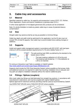 Revision: 1.0
Doc: 40.02.03.00015
Date: 22/09/05
Page 6 of 10
Project:
Cable trays
3.1 Material
Elec. Equipments
specificatio