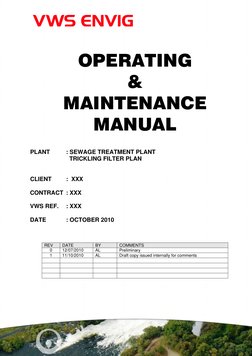 Sewage Treatment Plant O&M Manual | PDF | Sewage Treatment | Septic Tank