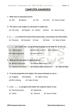 IBPS Computer Awareness Study Guide | PDF | Computer Data Storage ...