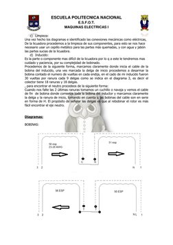 ESCUELA POLITECNICA NACIONAL 
E.S.F.O.T. 
MAQUINAS ELECTRICAS I 
 
c) Limpieza: 
Una vez hecho los diagramas e identificado