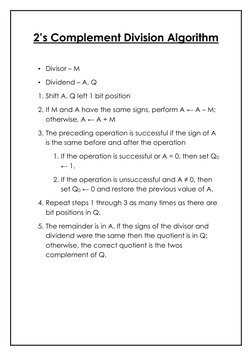 Two's Complement Division Steps | PDF