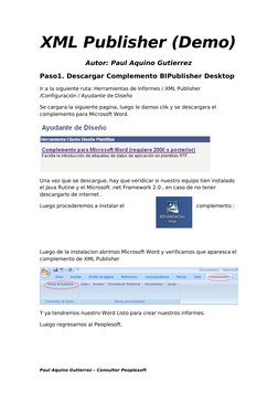 XML Publisher (Demo)
Autor: Paul Aquino Gutierrez
Paso1. Descargar Complemento BIPublisher Desktop
Ir a la siguiente ruta: He