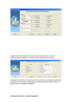 Luego le damos en siguiente y se se cargara esta opcion , en la cual 
podremos poner etiquetas  o nombres a los campos selecc
