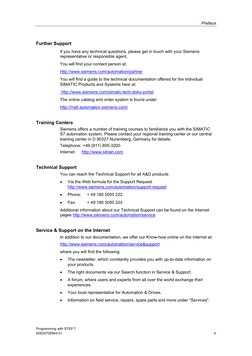 Preface 
Programming with STEP 7 
A5E00706944-01 
v 
Further Support 
If you have any technical questions, please get in to