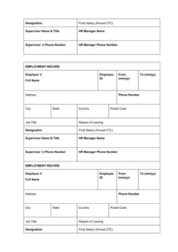 Designation 
Final Salary (Annual CTC)
Supervisor Name & Title
HR Manager Name
Supervisor ‘s Phone Number
HR Manager Phone Nu