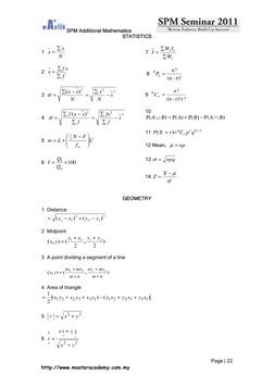 SPM Additional Mathematics Formula List | PDF | Triangle Geometry ...