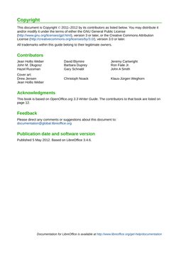 Copyright
This document is Copyright © 2011–2012 by its contributors as listed below. You may distribute it 
and/or modify it