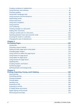 Creating numbered or bulleted lists..........................................................................................