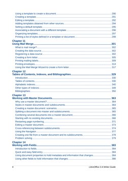 Using a template to create a document....................................................................................290