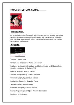 Volver: Themes and Analysis Guide | PDF