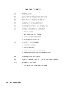 TABLE OF CONTENTS
1.0
INTRODUCTION
2.0
DESIGN BASIS AND SYSTEMS PROVIDED
3.0
DEFINITION OF TECHNICAL TERMS
4.0
LIST OF UNIT O