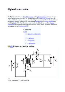 Flyback converter
The Flyback converter is a DC to DC converter with a galvanic isolation between the input
and the output(s)