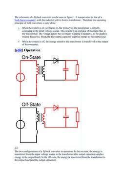 The schematic of a flyback converter can be seen in figure 1. It is equivalent to that of a
buck-boost converter, (http://en.