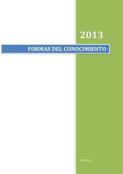  
 
2013 
08/01/2013 
FORMAS DEL CONOCIMIENTO 

