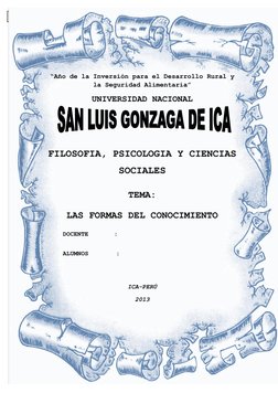 FORMAS DEL CONOCIMIENTO 
2013 1
 
 
 
 
 
 
“Año de la Inversión para el Desarrollo Rural y 
la Seguridad Alimentaria” 
U