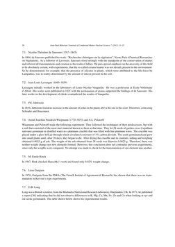 20
Jean-Paul Biberian / Journal of Condensed Matter Nuclear Science 7 (2012) 11–25
7.1. Nicolas Théodore de Saussure (1767–18