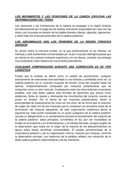 4 
 
LOS MOVIMIENTOS Y LAS POSICIONES DE LA CABEZA EXPLICAN LAS 
DEFORMACIONES DEL TÓRAX 
Las rotaciones y las inclinaciones