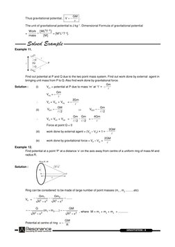RESONANCE
GRAVITATION - 8
Thus gravitational potential, 
r
GM
V


.
The unit of gravitational potential is J kg–1. Dimensio