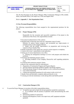 JBS ENGINEERING 
SDN. BHD.
PROJECT QUALITY PLAN
CADANGAN MENAIKTARAF PAIP PEMBENTUNGAN DI JALAN 
SULTAN AHMAD SHAH, GEORGETOW