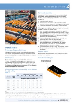 For on-site technical and product support, including assistance in sizing freecall  1800 808 131
5
F O R M W O R K  S O L U