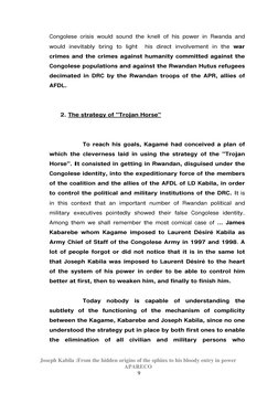 Joseph Kabila :From the hidden origins of the sphinx to his bloody entry in power  
APARECO 
9 
Congolese crisis would soun