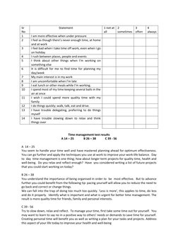 Sr 
No 
Statement 
1 not at 
all 
2 
sometimes 
3 
often 
4 
always 
1 
I am more effective when under pressure 
 
 
 
 
2