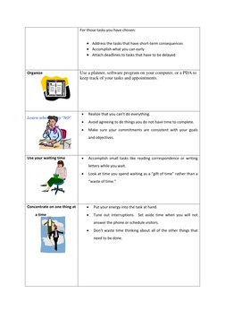 For those tasks you have chosen: 
 Address the tasks that have short-term consequences 
 Accomplish what you can early 
 A